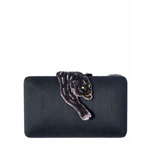 Simitri BagHeera Panther Clutch/Crossbody Black Faux Satin Sequins Fits a Phone